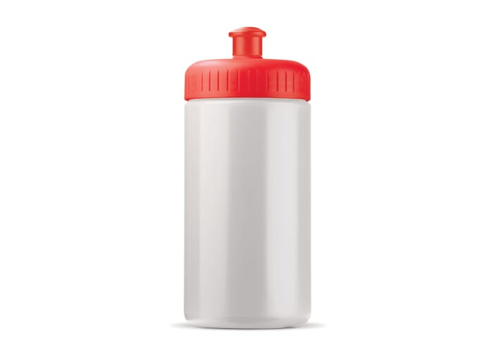 Bidon de sport bioplastique 500ml personnalisable Blanc / Rouge